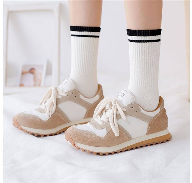Womens Beige Crew Socks